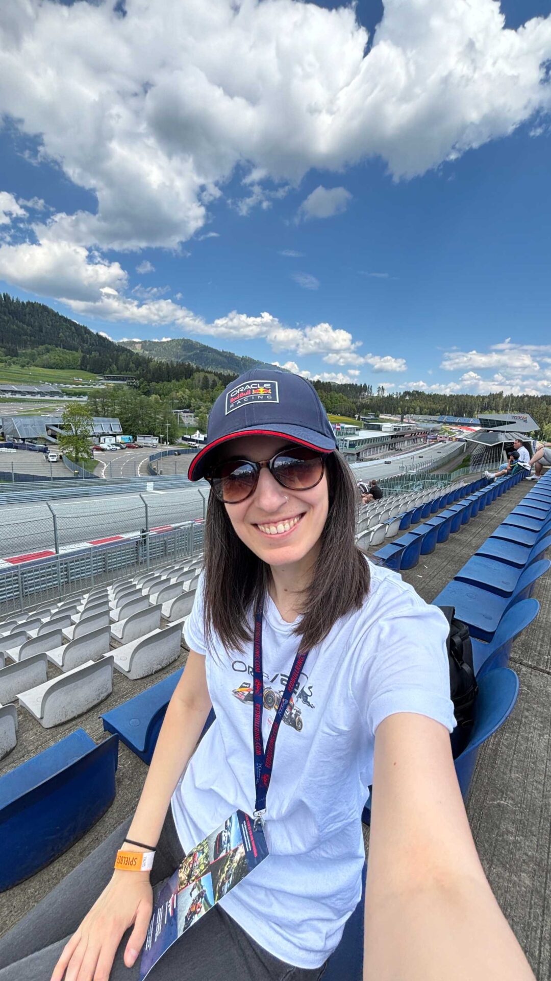 Mircsi sitting on the turn one grandstand at the Red Bull Ring